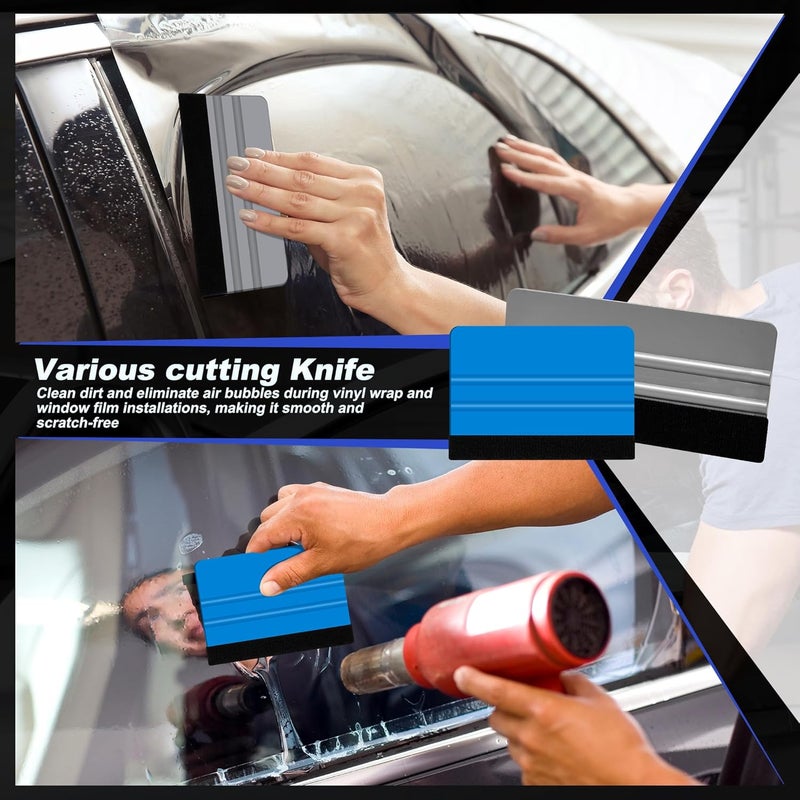 GETLMUL 30 Pcs Car Window Tint Tools Kit - Professional Vinyl Wrap & Window Film Installation Set with Felt Squeegee, Micro Squeegee, Utility Knife, Spray Bottle for Automotive Glass Tinting & Privacy Film - Image 4